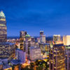 Charlotte, North Carolina, USA uptown skyline at night.