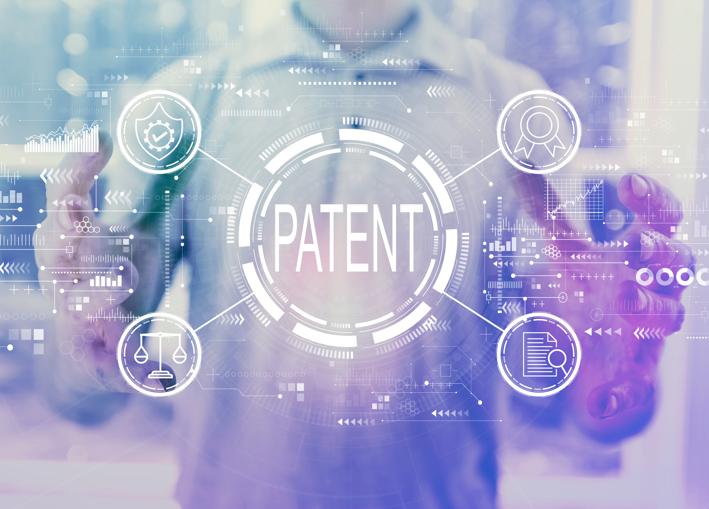 Patent concept with young man patent,portfolio,develop,webcast,value