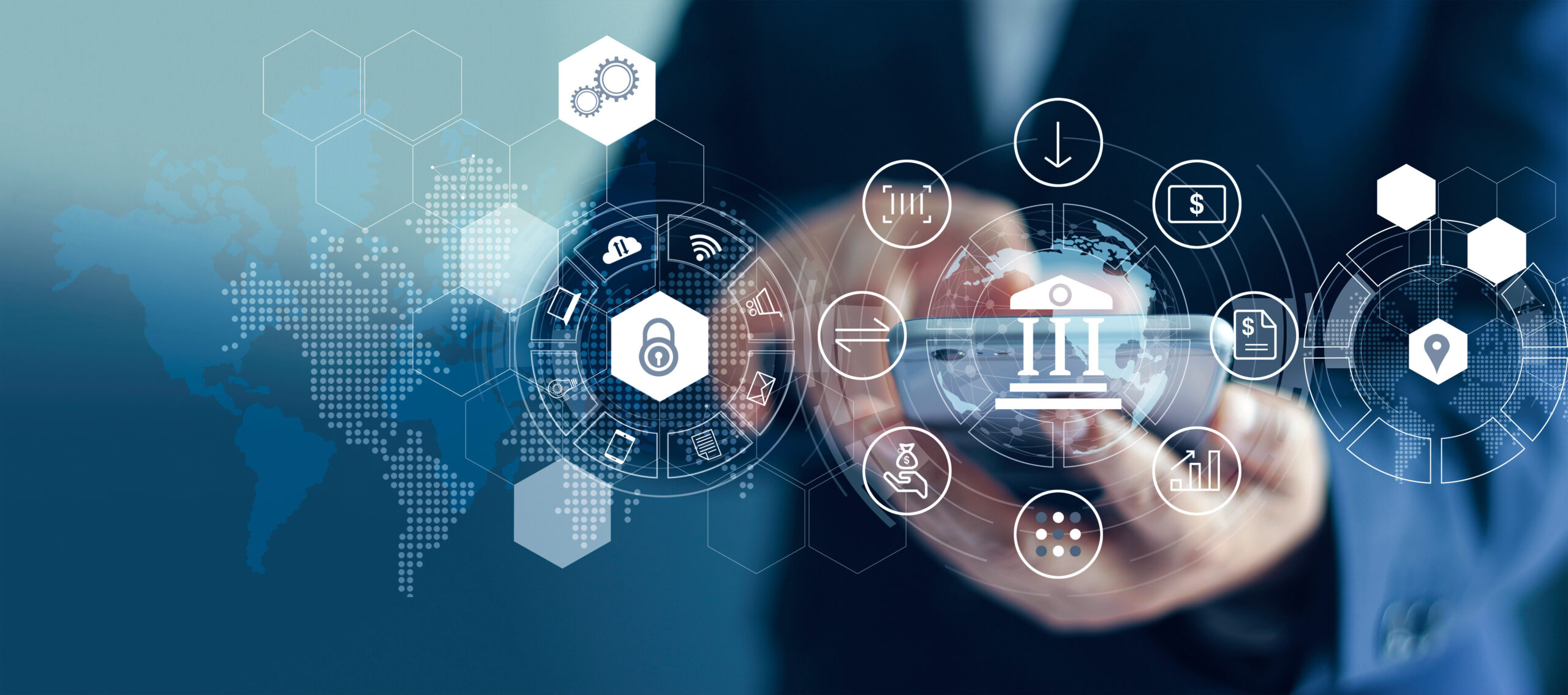 Businessman using mobile online banking and payments, Digital ma ofac compliance,sanctions,cle